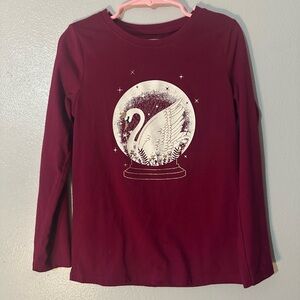 Cat & Jack Preworn Little Girls Longsleeve Swan Top